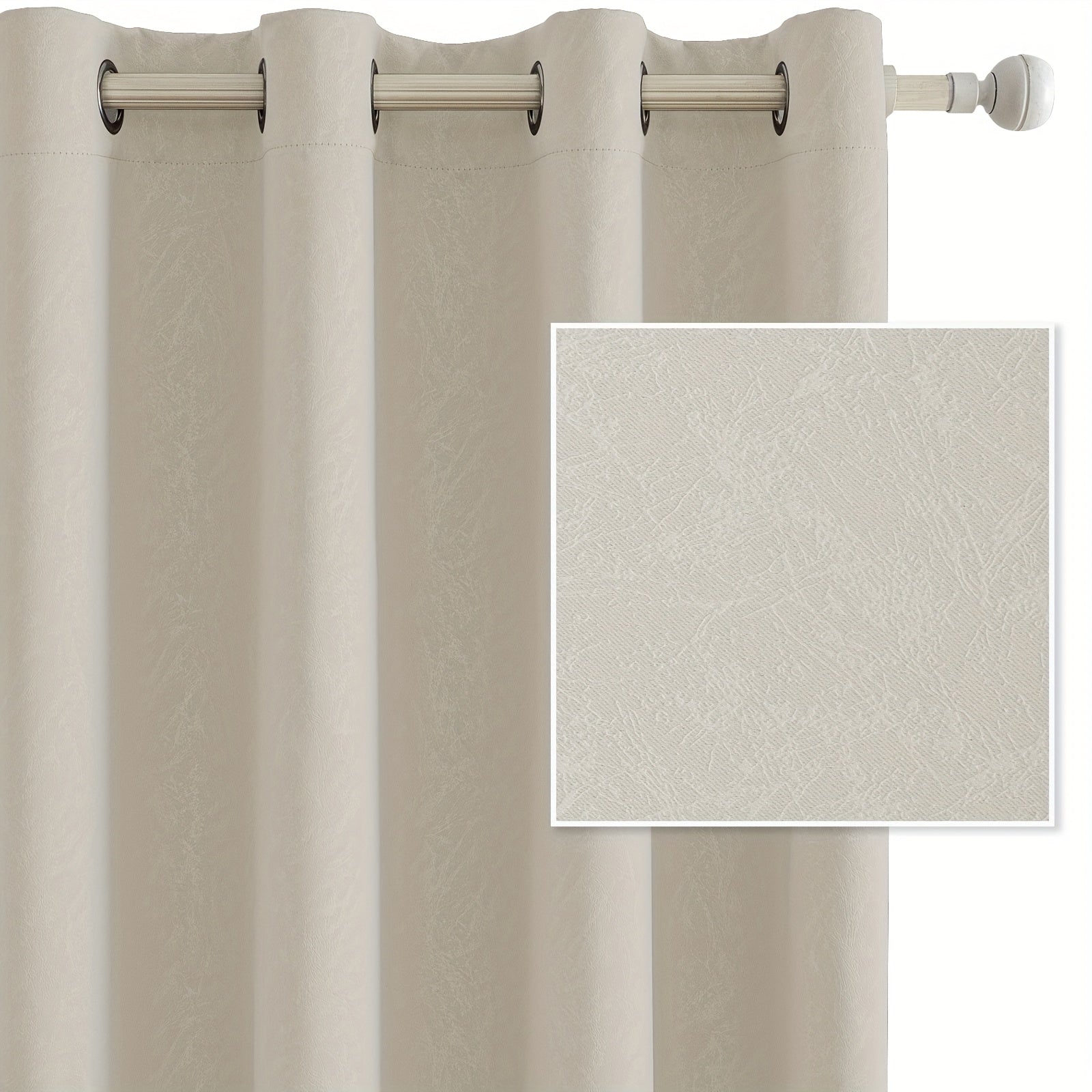 Cortinas Opacas Ystyle para Interiores 2 Piezas, 140 x 280 cm, Cortinas Térmicas para Dormitorio con Anillas, Cortinas Aislantes Acústicas para Sala, Cortinas Térmicas Aislantes de Frío y Calor, Beige