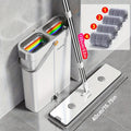 1 unidad de fregona plana Joybos con cubo para fregona para una limpieza fácil del piso, 4 paños de microfibra para quitar el polvo, fregona de plástico duradera, ideal para el hogar, la cocina, la sala de estar, el dormitorio, el uso en el piso del baño,