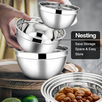 Juego de 7 cuencos de ensalada premium de acero inoxidable con tapas, juego de cuencos apilables, cuencos gruesos duraderos, aptos para ensaladas, aptos para lavavajillas y microondas, ideales para Navidad, Hanukkah, Pascua, Acción de Gracias, almacén loc