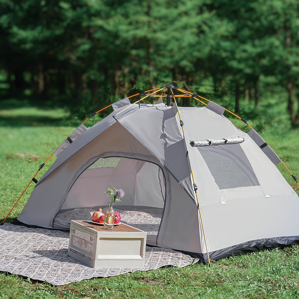 Tienda de campaña PAKICETUS Pop Up para 1/2/3 personas | Amplia, ligera, portátil, ideal para senderismo y camping al aire libre, color amarillo sólido, material de poliéster y fibra