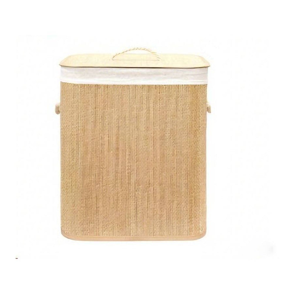 Ropero de Bambú con Tapa - Cesto de Bambú para Ropa Rectangular, Redondo y Cuadrado - Cesto para organización y colada (Rectangular - Oscuro)30*40*60CM