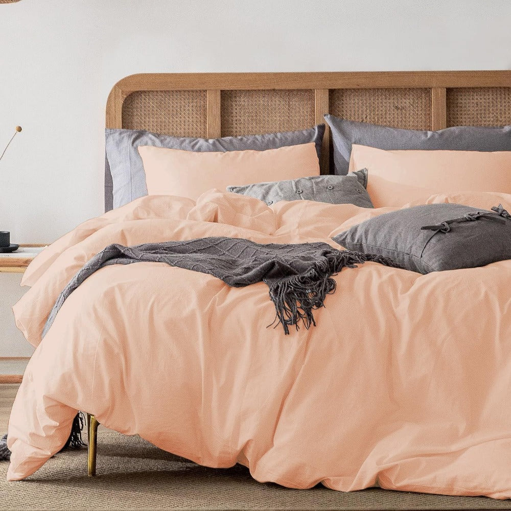 Juego de cama 4 piezas con funda elástica, (Funda de Edredón + Funda Protectora de Colchón + 1/2 Fundas de Almohada), Juego de Funda de Edredón 3-4 Piezas Estilo Nórdico de Color Sólido/Estampado, Ajustable para Camas de 90/105/135/150/180 cm, Regalo Navi