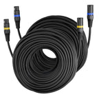 Cable XLR VEVOR 30.48 m, Paquete de 2, Cable DMX Balanceado Blindado Macho a Hembra para Micrófonos, Cable de Altavoz XLR de 3 Pines Chapado en Oro, para Iluminación de Escenario, Micrófonos, Amplificadores, Mezcladores, Sistemas de Altavoces