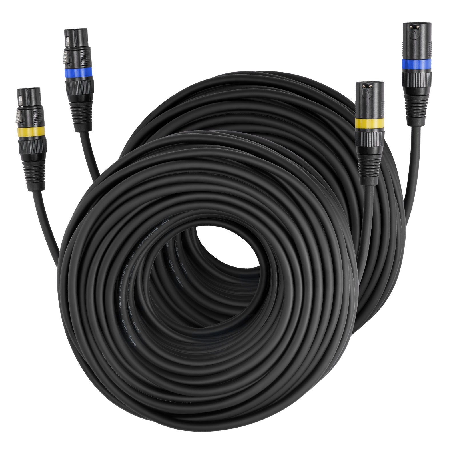Cable XLR VEVOR 30.48 m, Paquete de 2, Cable DMX Balanceado Blindado Macho a Hembra para Micrófonos, Cable de Altavoz XLR de 3 Pines Chapado en Oro, para Iluminación de Escenario, Micrófonos, Amplificadores, Mezcladores, Sistemas de Altavoces