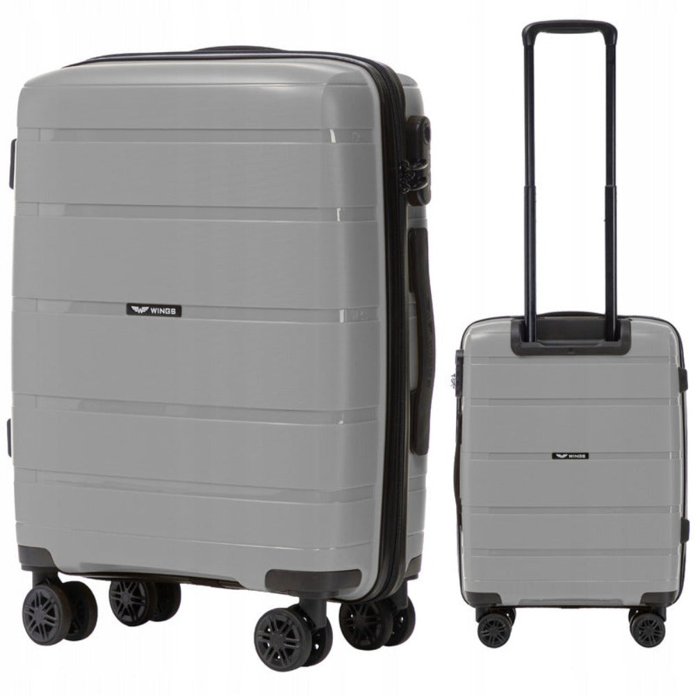 Maleta de Cabina de 20", Dura, Aproximadamente 55 X 40 X 20 Cm / Color Gris / Equipaje de Mano RESISTENTE AL DAÑO, Toma de Mano Telescópica / 4 Ruedas Dobles de 360° / Cerradura con Código / Asas Laterales y Superiores HAWFINCH