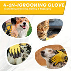 Guantes para baño y aseo de mascotas - Guantes para deshacer pelaje aptos para mascotas con pelo largo y corto, eficaces para eliminar el pelo de gatos, perros y caballos (Amarillo)