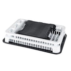 Escurridor de platos plegable de gran capacidad con bandeja de goteo, secador de platos