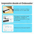 Impresora Térmica Portátil A10 Mejorada, Impresora Térmica Sin Tinta Compatible con Tamaño Carta US y A4, para Negocios/Oficina/Hogar, Compatible con Teléfono, Tablet y Laptop, Viene con 10 Hojas de Papel Térmico