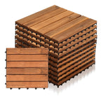 11-55 Piezas de Baldosas de Madera de Acacia Entrelazadas - Baldosas de Terraza DIY Antideslizantes para Exterior/Interior, Adecuadas para Patio, Balcón, Jardín - Revestimiento de Compuesto de Madera-Plástico (WPC) Resistente a la Intemperie, Fácil Instal