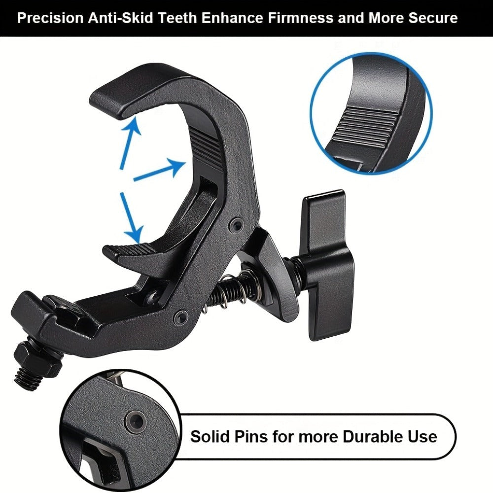 8 ganchos ajustables de aleación de aluminio para luces de escenario, ganchos de color negro para luces par, ganchos para luces de haz, gancho para faros delanteros para luces de escenario al aire libre, se adaptan a trusses o tuberías de diámetro de 1.57