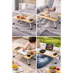 Escritorio plegable para computadora | Bandeja de mesita de noche para laptop | Escritorio portátil plegable para laptop | Práctico para desayunar en la cama/sofá | 60×40×26 cm