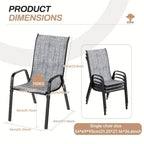 4pcs/6pcs Silla de Comedor, Silla de Balcón Apilable con Respaldo Alto, Tela Textilene, Estructura de Acero, Adecuada para Jardín, Patio, Balcón, Restaurante, Capacidad de Carga 150kg