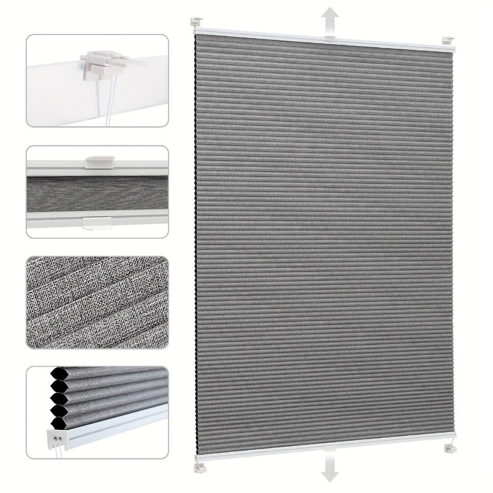 Cortina Celular Sekey Tipo Panal de Abeja, Totalmente Opaca, No Requiere Perforación, Persiana de Privacidad con Tira de Aluminio, Diseño de Clip, Doble Opción de Filtrado de Luz (Clara y Oscura), Incluye Instalación