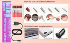 Kit de acrílico para principiantes con colores nude, transparente y rosa intensa, incluye herramientas para uñas, polvo de acrílico con glitter, líquido acrílico, lámpara LED y juego de taladro para extensión de uñas