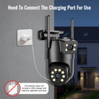 Cámara de seguridad PTZ para exterior de 1080P con enlace de doble lente, cámara inalámbrica, vista de 360°, seguimiento automático, detección humana, alarma de luz, visión nocturna en color, WiFi 2.4G, grabación 24/7, audio bidireccional