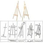 Caballete de Madera para Pintar de Pino Natural, Altura 120-145-170 cm, Soporte de Lienzos, Cuadros y Fotografías, Regulable y Plegable, Manualidades Niños y Adultos