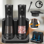 Molinillo eléctrico de sal y pimienta automático, ajustable de 5 velocidades de grueso con una sola operación y recargable, de acero inoxidable, apto para cocina, apto para sal marina, especias, pimienta con pantalla LED, para uso comercial