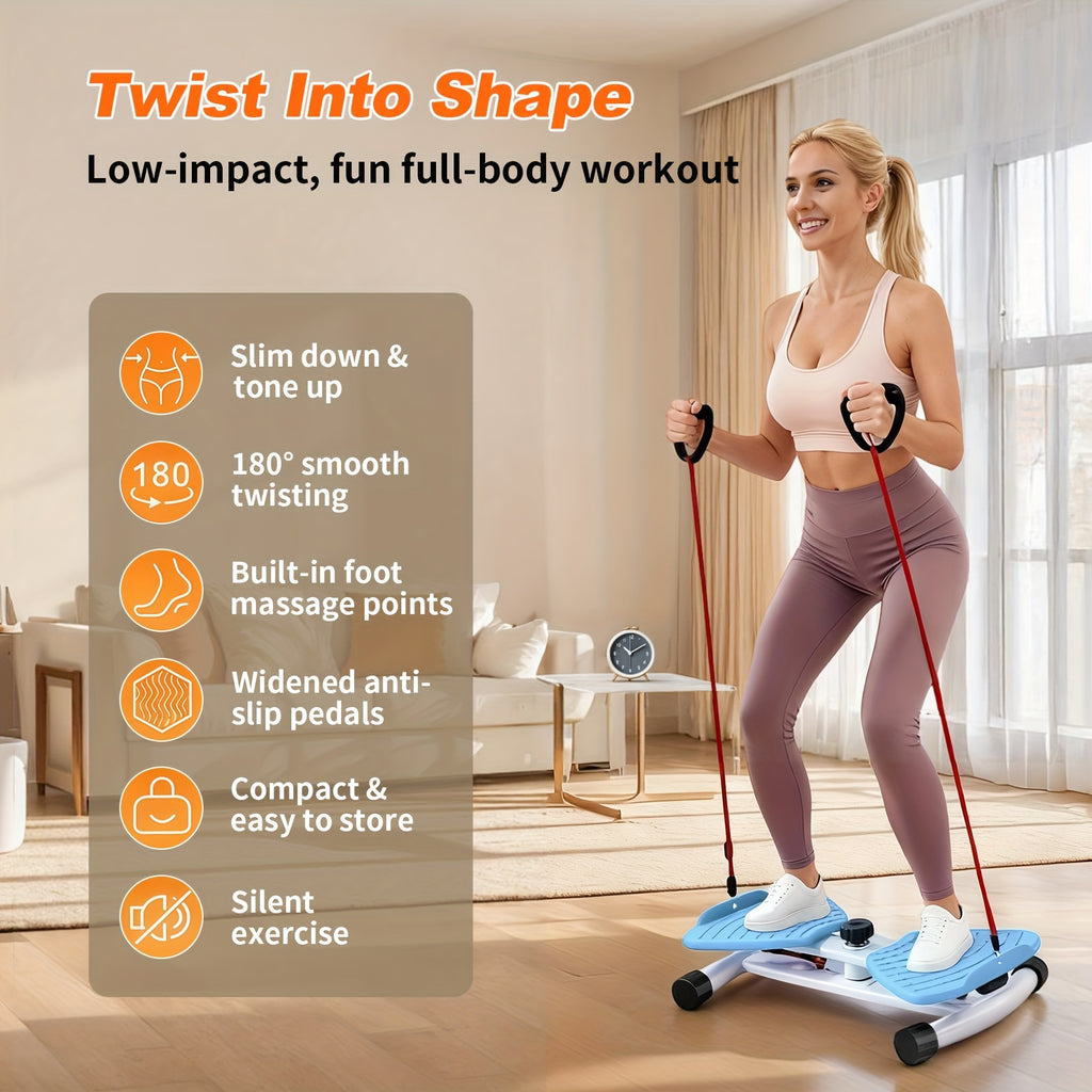 Tabla de torsión de cintura, tabla de torsión para ejercicio, máquina de ejercicio de torsión de cintura, herramienta de fitness de torsión de cintura, diseño de masaje de pies, tabla de 53.01 cm con dos cuerdas de 76.2 cm de largo, adecuada para gimnasio