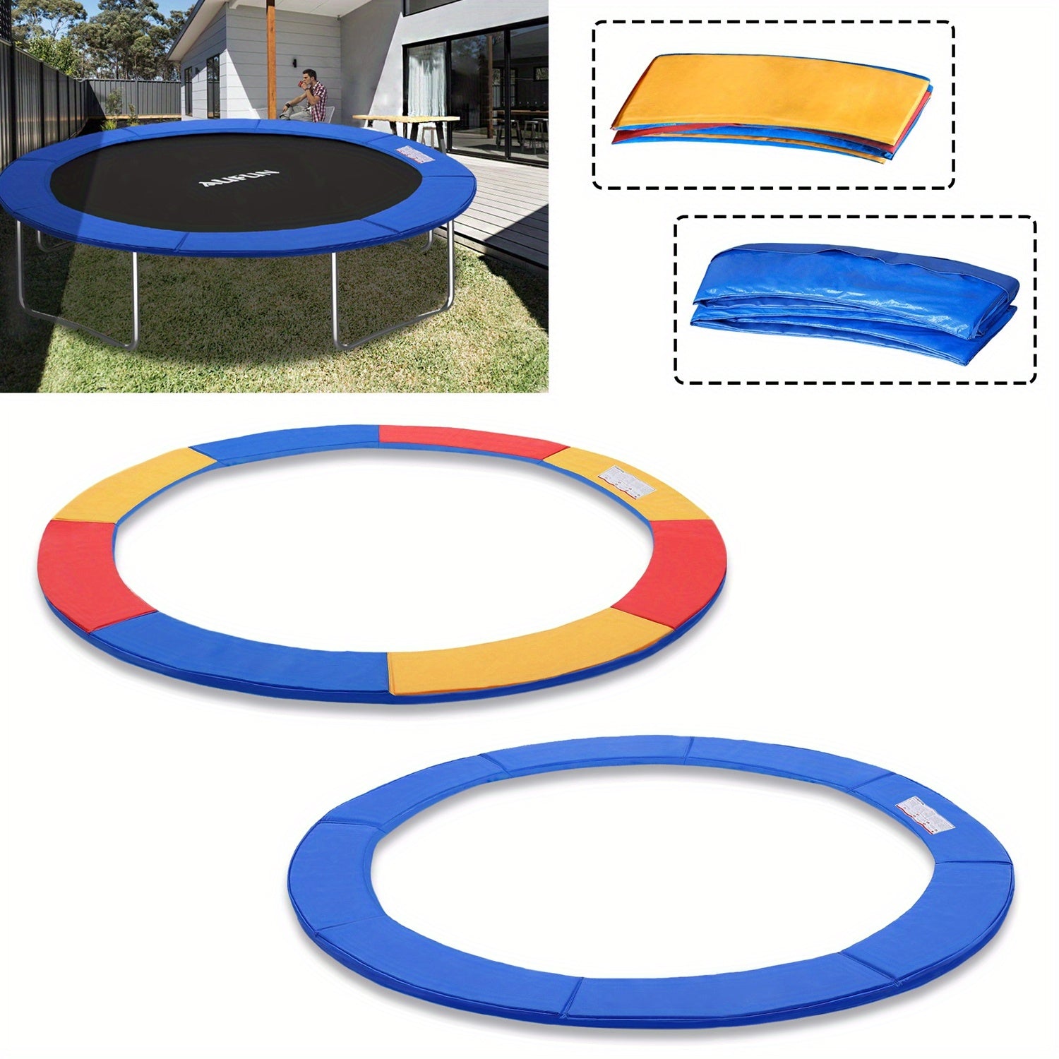 Protector de borde de trampolín, Cubierta de resorte, Juego de accesorios para trampolín, Hecho de PE, Resistente al desgarro