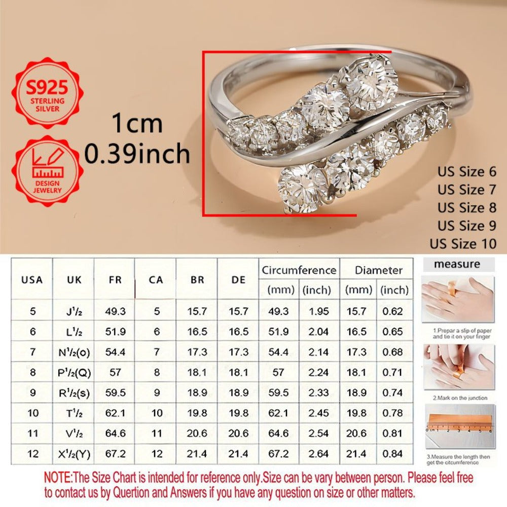 Anillo de moda para mujer, exquisito, de plata de ley 925, elegante y moderno, anillo de joyería de alta calidad para mujer, incrustado con moissanitas, adecuado para viajes de vacaciones, uso diario, es un regalo conmemorativo perfecto para amigos