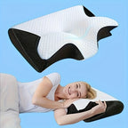 Almohada de Cuello de Esponja Viscoelástica para la Comodidad del Hogar, Adecuada para Quienes Duermen de Lado, de Espalda y de Busto - Diseño Contorneado, Soporte Suave y Robusto, Negra, Relajación de Hombros, Sólida, Regalos Perfectos para Navidad y Año