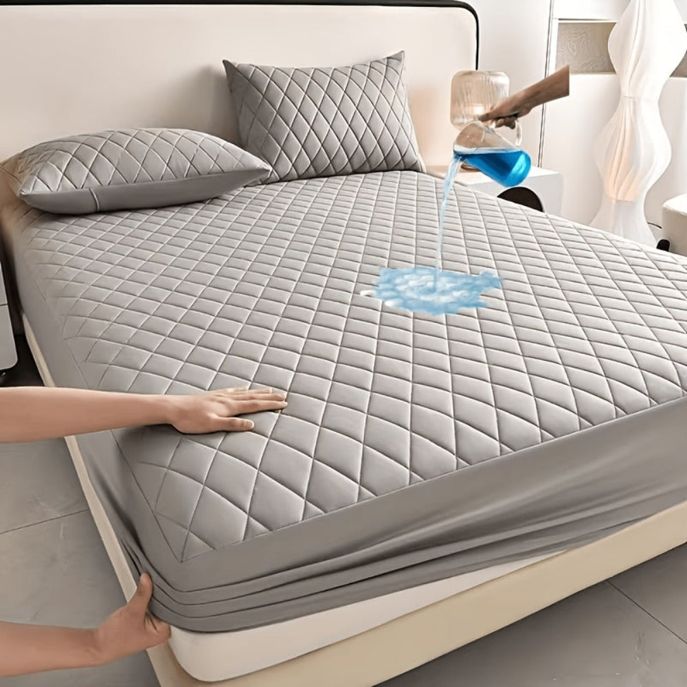 Protector de colchón acolchado impermeable refrescante de verano, 1 pieza, funda de cama ajustada ultrasuave y transpirable con bolsillo profundo, ropa de cama hipoalergénica y lavable a máquina para dormitorio, hotel y residencia de estudiantes, sin fund