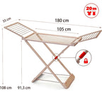 Tendedero Plegable con Alas, 20 Metros de Superficie de Tendido, Hecho de Resina Resistente al Sol y a la Intemperie, 180 x 108 x 55 cm - Dekohome