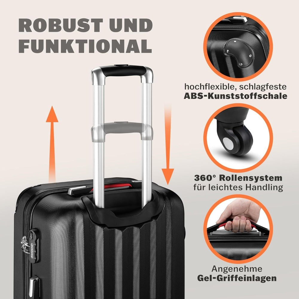 MONZANA® Maleta Rígida Baseline XL Color Negro Equipaje de viaje 90L peso 3,5Kg con ruedas 360° trolley 2 asas valija