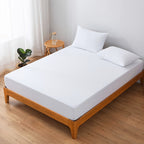 Funda de colchón súper suave, transpirable e impermeable - Sábanas ajustables de color sólido, muy elásticas y fáciles de limpiar para dormitorios, habitaciones de invitados, hoteles y residencias estudiantiles (no incluye funda de almohada ni relleno)