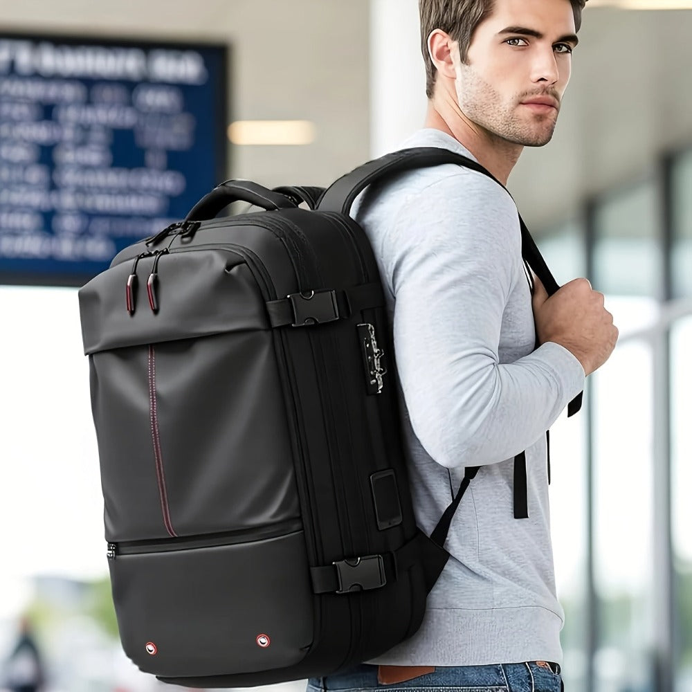 Mochila de Viaje con Compresión al Vacío, Bolsa de Compresión al Vacío de TPU, Cerradura de Contraseña Incorporada, Capacidad para Laptop de 17 Pulgadas, Mochila de Alta Calidad para Viajes y Negocios