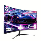 Monitor para juegos Gawfolk de 27 pulgadas, resolución 1080P (1920x1080), frecuencia de actualización ultrarrápida de 99Hz con altavoces integrados. Ideal para juegos y uso de oficina. Diseño de pantalla curva con puertos DisplayPort y HDTV. El regalo per