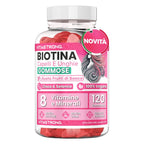 Vitastrong Complejo de Biotina Vegano, 120 Gomitas, Suplemento Alimenticio Sin Azúcar con Biotina, Vitamina C, Vitamina E, Zinc, Vitamina B6, Folato, Selenio e Iodo