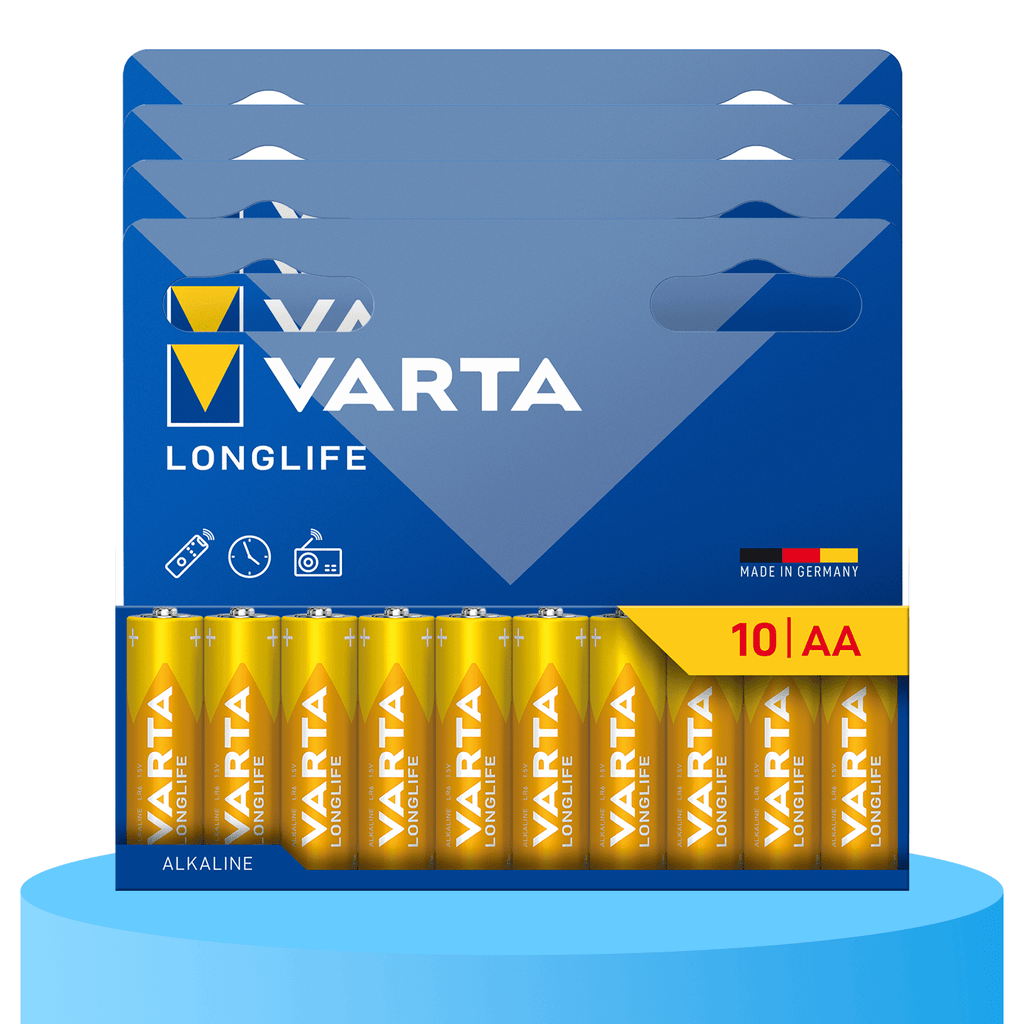 Pilas | Pilas AA Alcalinas de Alto Rendimiento, VARTA Longlife, Ultra Larga Duración, Energía Continua, Ideal para Controles Remotos, Juguetes