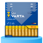 Pilas | Pilas AA Alcalinas de Alto Rendimiento, VARTA Longlife, Ultra Larga Duración, Energía Continua, Ideal para Controles Remotos, Juguetes