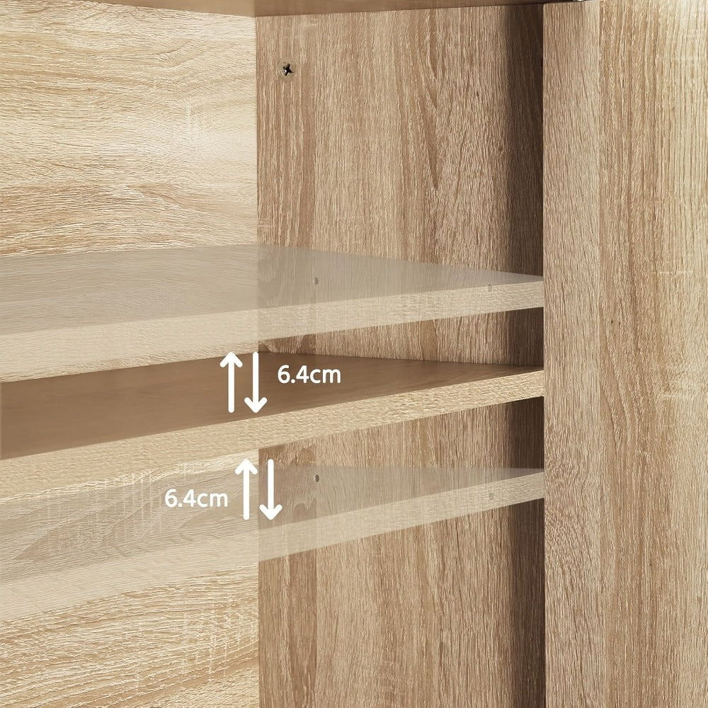 Estantería de baño de 1 pieza, gabinete para lavadora, estante para lavadora sobre inodoro, estante para inodoro con gabinete y estante ajustable, estantería de baño de madera y metal, 64.5 x 170 x 27 cm, estantes