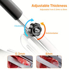 Cortadora de Carne Manual en Acero Inoxidable, Grosor Ajustable, Filo Nítido y Duradera, Fácil de Limpiar, Cortador Multiusos para Reses Bovinas, Ovejas, Verduras e Ingredientes del Hot Pot, Ideal Para Uso Doméstico o Comercial