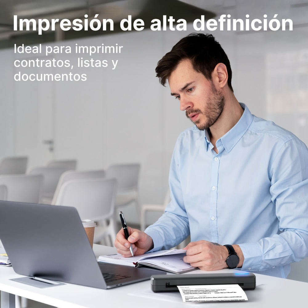 Impresora portátil sin tinta D810B, impresora inalámbrica de viaje, máquina térmica para tatuajes, compatible con papel térmico A4 y carta estadounidense, compatible con teléfonos móviles y portátiles, adecuada para negocios, viajes, oficina y hogar