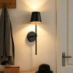 Juego de 2 apliques de pared inalámbricos con batería recargable y funcionamiento sin cables - Aplique LED de pared semiembutido moderno apto para sala de estar, dormitorio, pasillo, luz de noche, atenuación continua, montaje extraíble, a batería