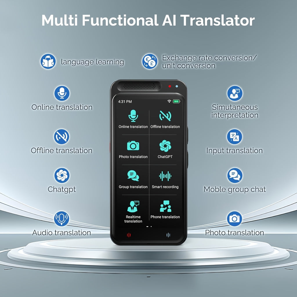 Traductor de voz bidireccional con IA portátil | Viajes, negocios y aprendizaje