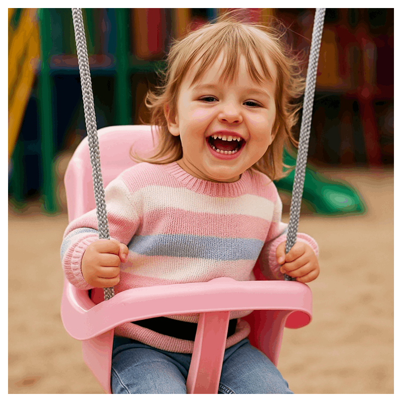Colgacama tipo cubo para niños con cinturón de seguridad y cuerdas ajustables, asiento con respaldo alto y protección lateral, polipropileno duradero resistente a las condiciones climáticas y radiación UV, colgacama fácil de limpiar para el jardín, terraz