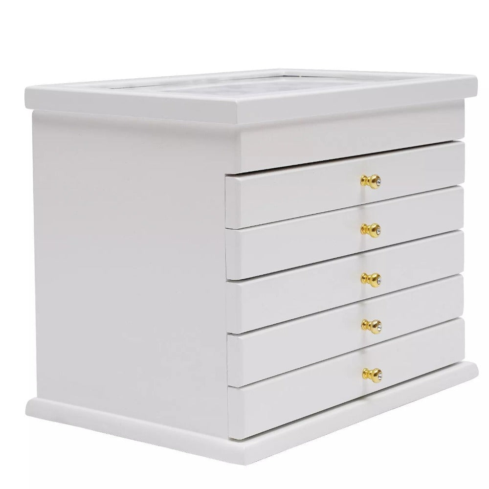 Organizador de Joyas de 6 Niveles con Cajones Extraíbles, Diseño Elegante de Flores, Almacenamiento Duradero para Anillos/Collares, Regalo Ideal para Mujeres