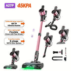 Aspiradora Escoba Multifunción 10 en 1 | Aspiradora Inalámbrica Doméstica de Alta Succión, Alcance de 45 Minutos, 3 Modos de Succión, Luz LED Verde Mejorada, Cepillo Anti-Enredos, Filtro HEPA, Cuerpo de Aluminio y Plástico, Marca SUXIANGVAC, Batería, 45KP