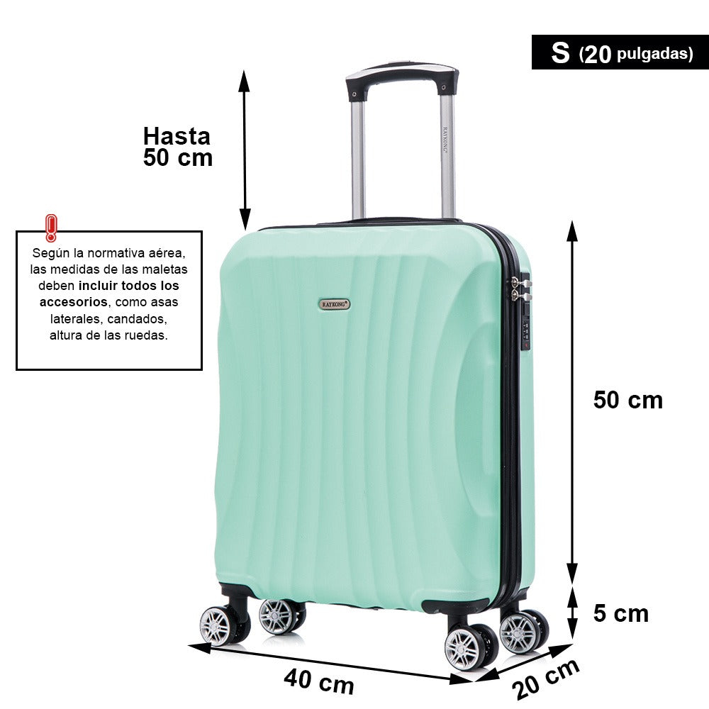 Maleta Cabina ABS 55x40x20cm (44L)- 20 Pulgadas - Negro/Azul/RosaDorado/Plateado/Amarillo/Rojo/Turquesa/Verde/Menta/Morada