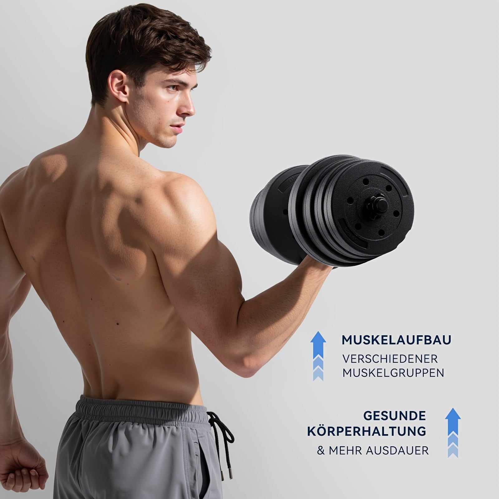 Juego de mancuernas ajustables 2 en 1 de 30 kg | Juego de mancuernas y barra | Equipo de gimnasio en casa para entrenamiento de fuerza, desarrollo muscular, ejercicios de brazos y fitness de cuerpo completo | Diseño que ahorra espacio para entrenamientos