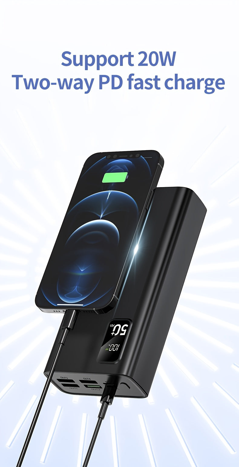 Batería externa | Batería Externa Portátil de Gran Capacidad 50000Mah con Interfases Tipo-C/Usb/Micro, Pantalla LED, Carga Rápida PD22.5W
