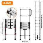 Escalera Telescópica Recta Profesional, Escalera de Extensión Multiusos con Ganchos de Seguridad Removibles, Escalera de Escalones Portátil Antideslizante para Mantenimiento de Canaletas de Techos y Acceso a Viviendas Altas, Escalera Retráctil Multiusos d