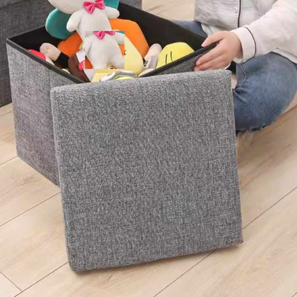 Reposapiés otomano de almacenamiento, taburete plegable para pies, caja de almacenamiento, taburete para el hogar, taburete para pies, banco, caja grande para guardar ropa de lino