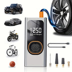 Inflador de neumáticos portátil inalámbrico de 150 PSI con medidor digital y luz LED, compresor de aire recargable USB-C - Infla rápidamente coches, bicicletas, motocicletas, balones, etc., herramienta portátil para inflar neumáticos, equipo de viaje para