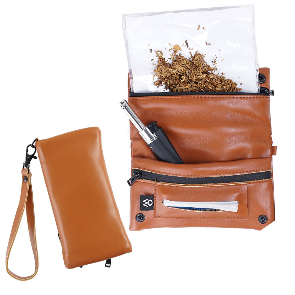 Pitillera tabaco de liar hombre y mujer tabaquera de cigarillos de PU y tela material hidrófugo forro impermeable con asa de mano