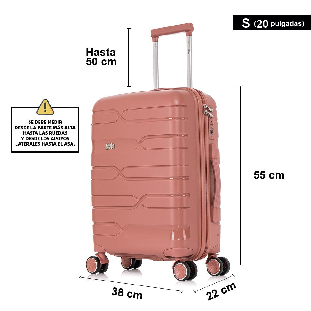 Maleta de cabina de 55x38x22cm (44L) de polipropileno - Candado incorporado - 20 pulgadas